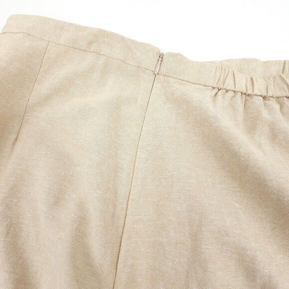 Linen Column Midi Skirt High Waisted Natural Beige Old Money Lagenlook Minimal - Picture 6 of 8